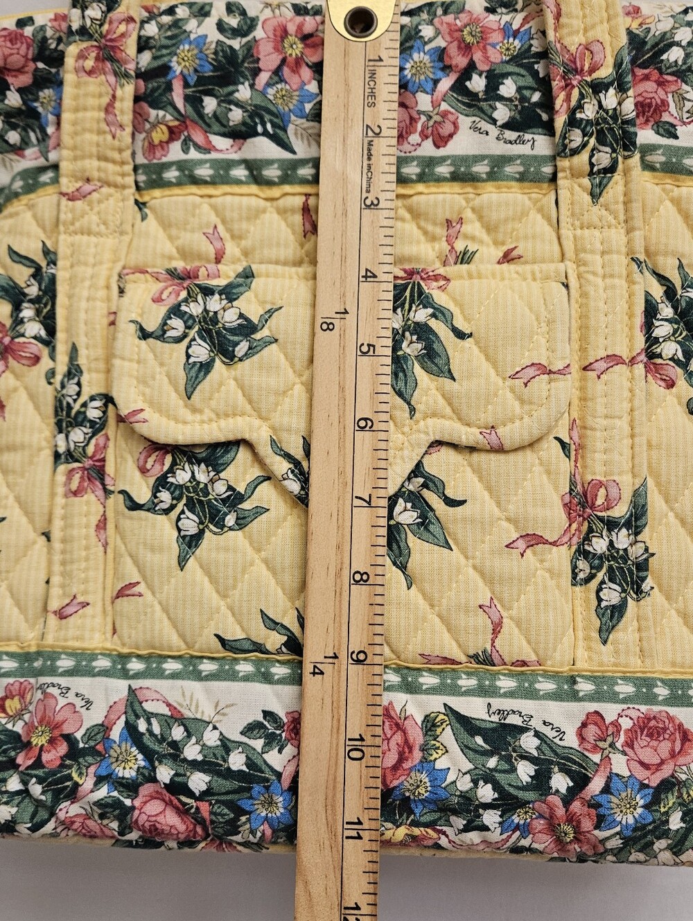 Vera Bradley Villager Hope Lily of the Valley Yellow Quilted Floral Tote Bag Vtg - Picture 12 of 16